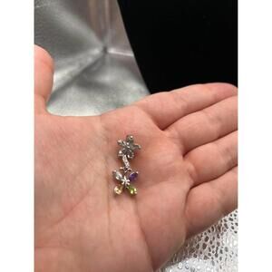 Butterfly Pendant Real Gem Stones Marked Sterling 925.